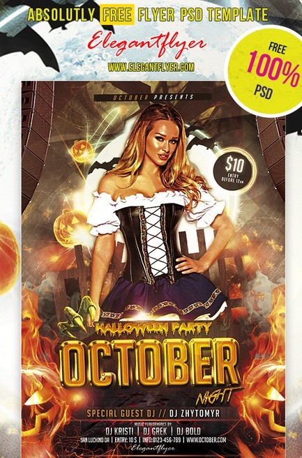 October Night – Club and Party Free Flyer PSD Template