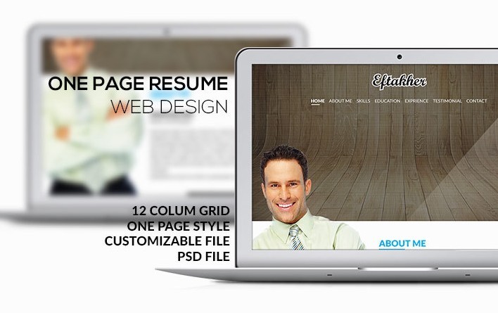 One Page Resume Web Design