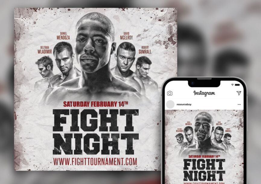 Retro Border Bold Fight Night Instagram Post Template