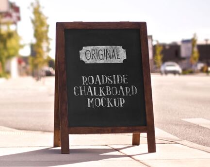 Roadside Chalkboard Display Mockup PSD
