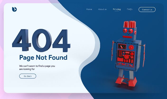 Robot 404 Not Found Error Page Template