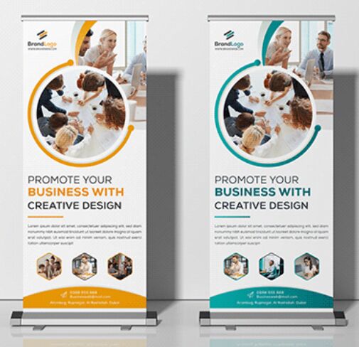 Roll-up Stand Vector Mockup