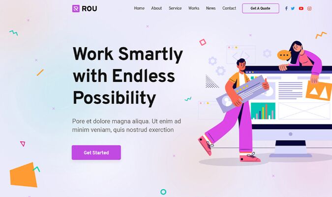 Rou Startup & Agency Landing Page PSD Free Download