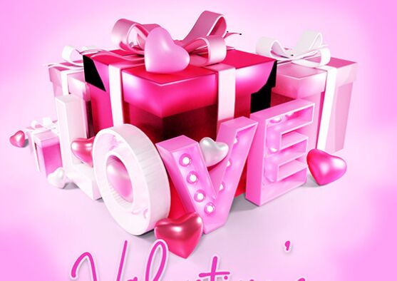Valentines 3D Love Text PSD