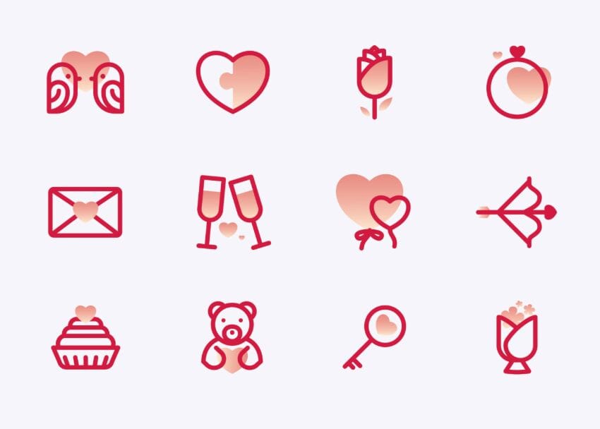 Valentine's Icon Set Vector