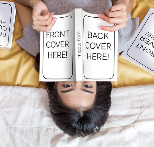 Woman Reading Book Mockup