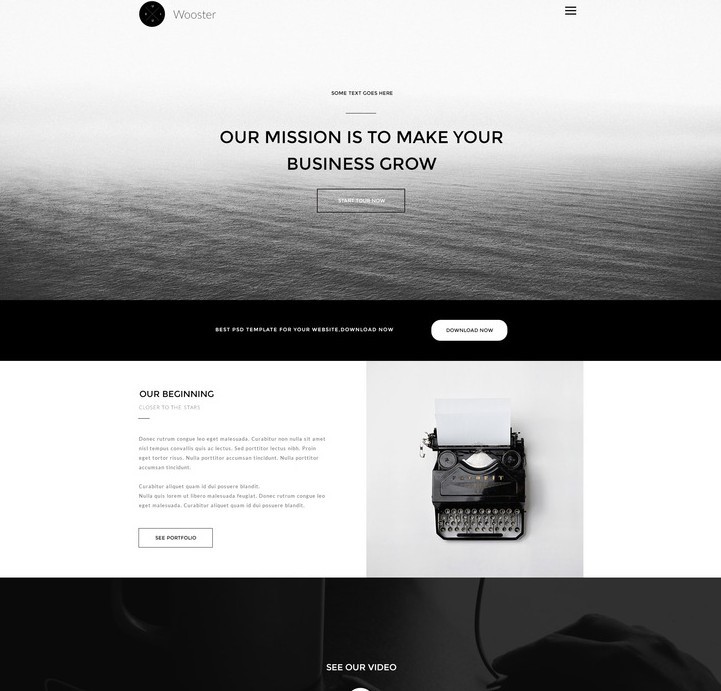 Wooster - Vintage Single Page PSD Theme