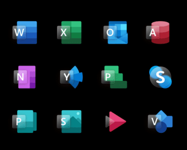 18 Glassmorphism Style MS Office App Icons