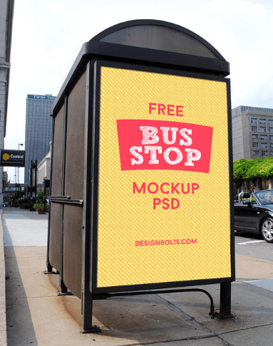 2 Free HQ Outdoor Advertising Bus Shelter Mock-up PSD Files