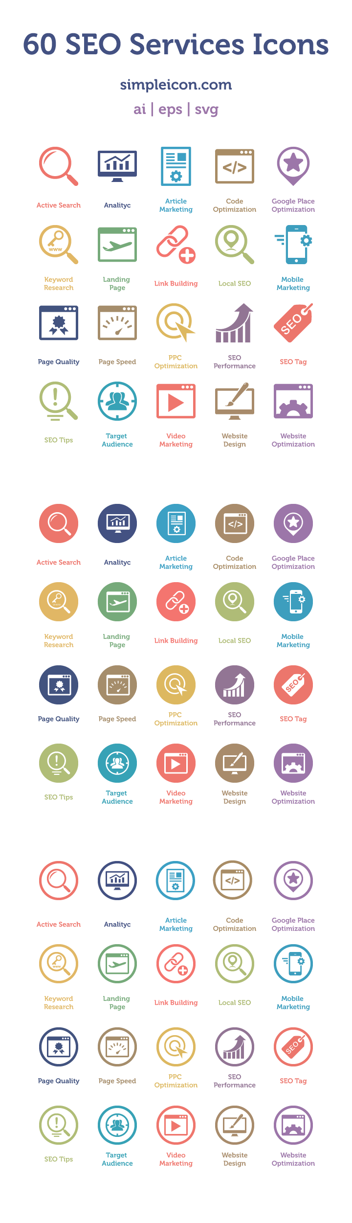 60 SEO Services Icons