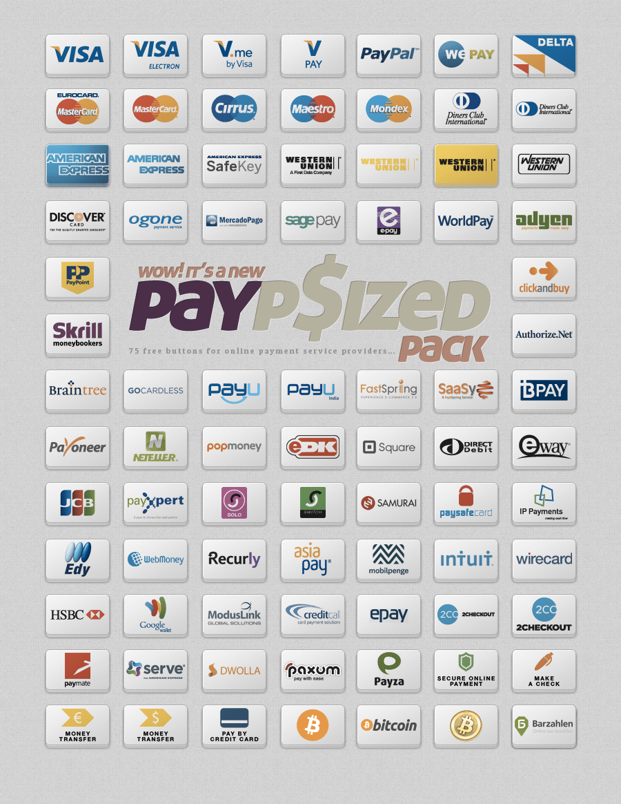 75 Free Buttons For Online Payment Service Providers