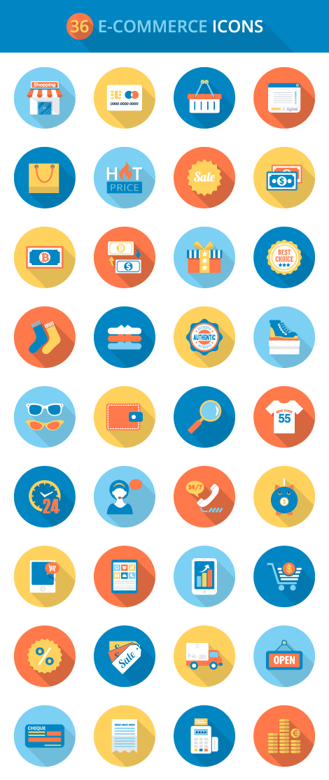 Flat E-commerce Icons Set