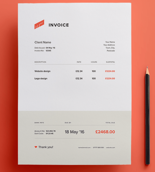 Flat Invoice Vector Template