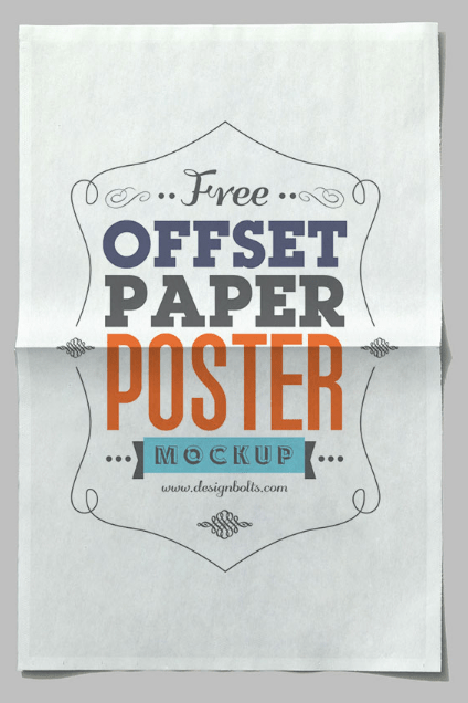 Free Offset Paper Horizontal Poster Mock-up