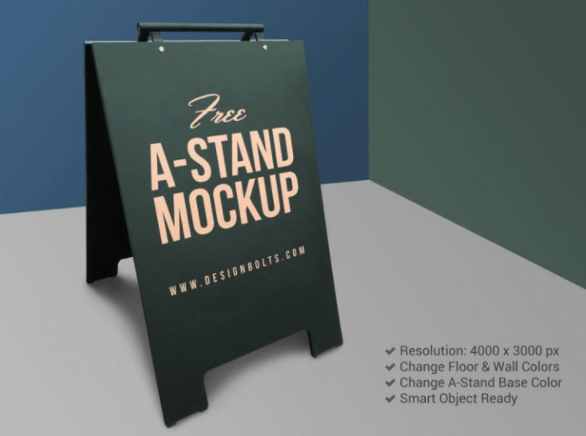 Free Outdoor Advertising A-Stand Mockup PSD
