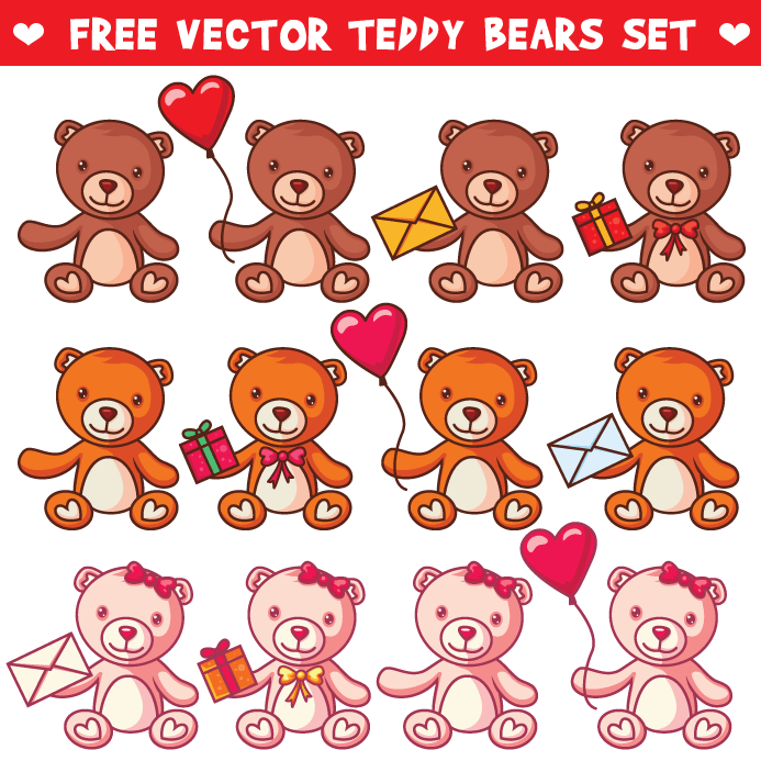 Free Vector Teddy Bears Set