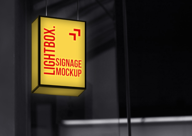 Hanging Lightbox Signage Mockup