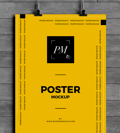 Hanging Over Wall Poster Mockup PSD-min