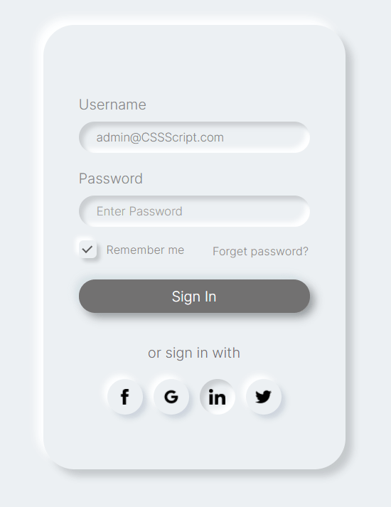 Neumorphic Style Login Form In Pure CSS