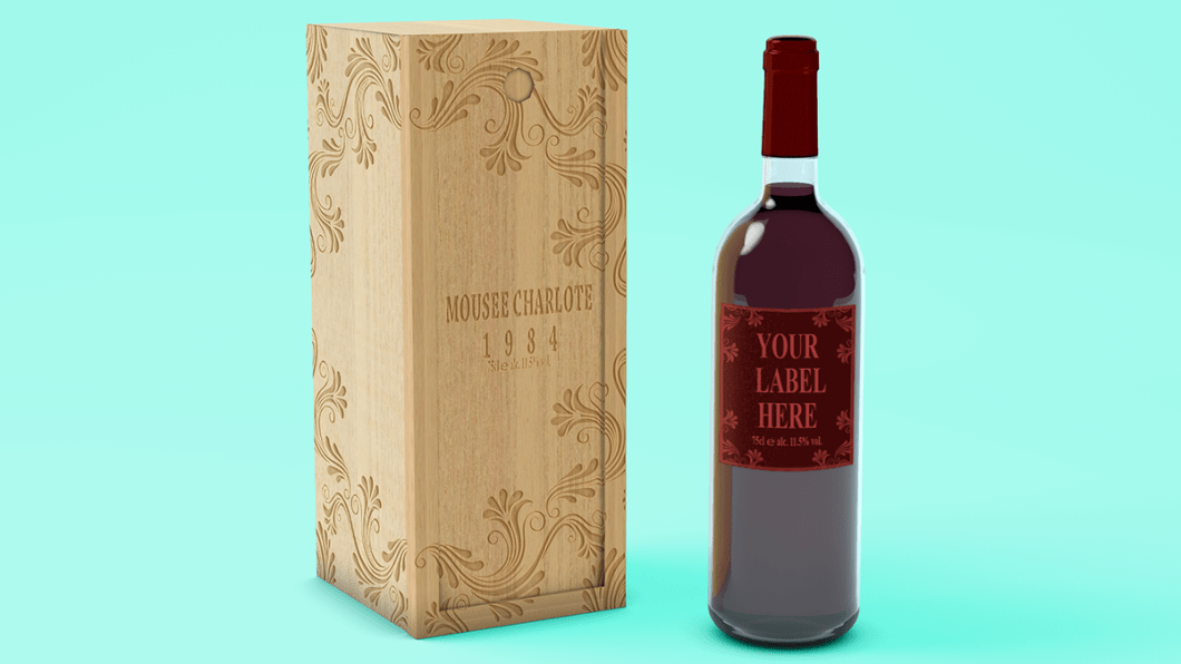 Wine Bottle with Wooden Case