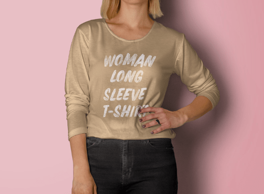 Woman Long Sleeve T-Shirt Mockup-min